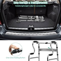 Heavy-Duty Folding 3 in 1 Stand-Assist Walker Aluminum Alloy W/ Wheel Gray