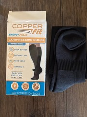 Copper Fit Energy Plus Compression Socks Black Size L/XL Unisex