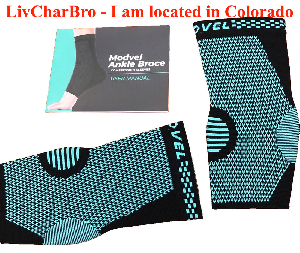 PAIR of Modvel Ankle Compression Sleeves Small Foot Support Brace Sprains & Pain