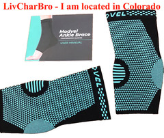 PAIR of Modvel Ankle Compression Sleeves Small Foot Support Brace Sprains & Pain