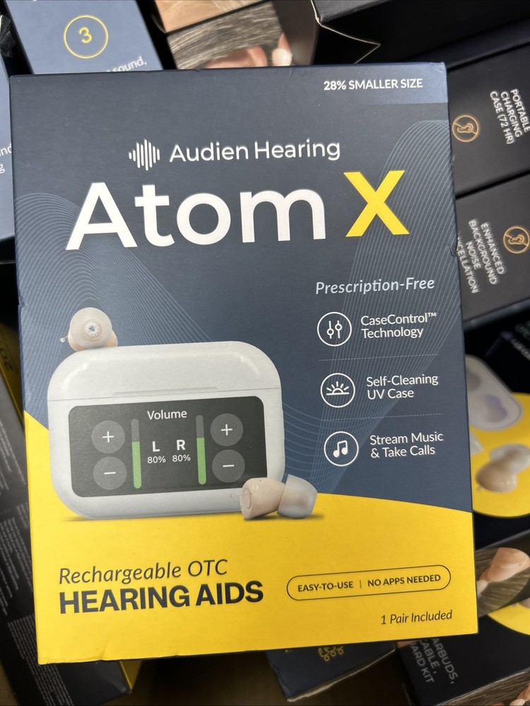 Audien Hearing ATOM X -Rechargeable OTC Hearing Aids -NEWEST MODEL-BRAND NEW!!
