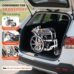 3-in-1 Multi-Purpose Wheelchair, Foldable Transport Wheelchair, Support 265 lbs