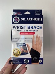 NIB Dr. Arthritis Copper-Lined Wrist Support – Black, Size Small (L or R hand)