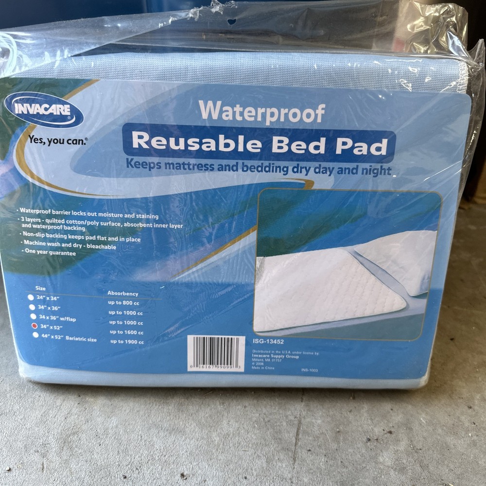 INVACARE Waterproof Reusable Bed Pad 34″ x 52” ISG-13452 Incontinence
