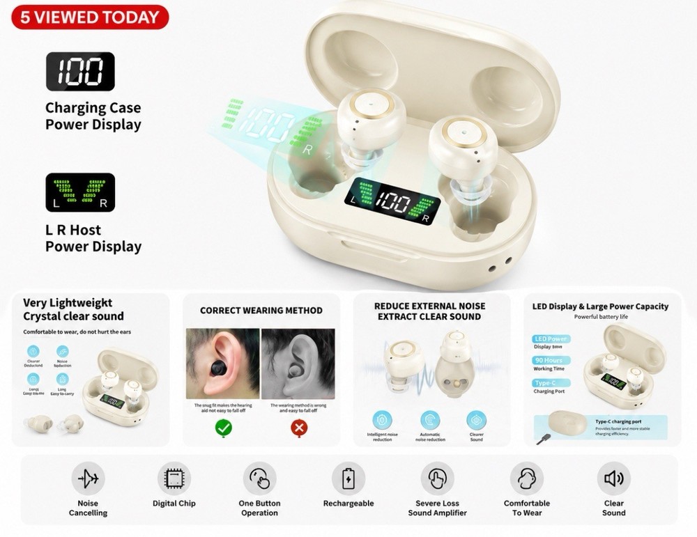 Rechargeable Digital Hearing Aids Noise Cancelling Severe Loss Sound Amplifier