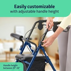 Aluminum Rollator Walker W/ Seat Blue 250 lb. Weight Capacity Lightweight 6”
