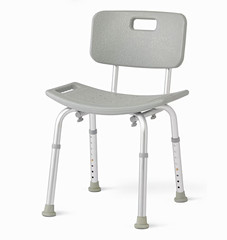 New Gray Adjustable Height Shower/Bath Chair with Back, 16.5-20.5 in, 400 lb