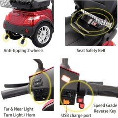 800W 4 Wheel Heavy Duty Mobility Scooter 60V 20Ah Battery Motor for Adult Senior