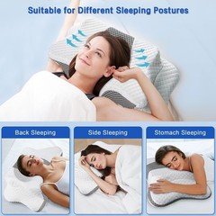 QIUBABYO Adjustable Ergonomic Neck Support Pillow – Memory Foam