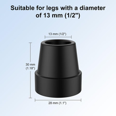 Quad Cane Tips 1/2 Inch Set of 8 Heavy Duty Rubber Replacement Non Slip Footpads