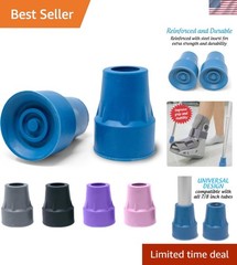 Top Glides Steel-Reinforced 7/8″ Crutch Tips – Durable & Comfortable Blue Grip