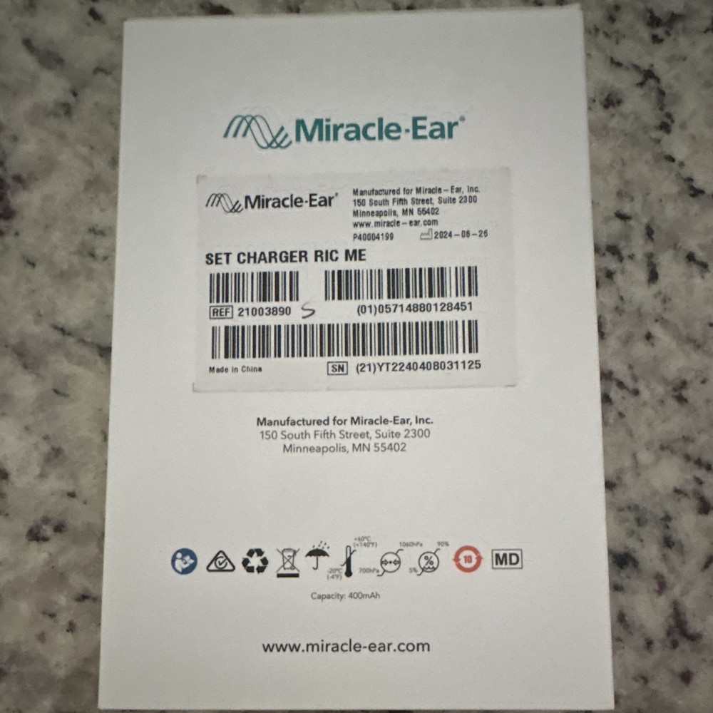 MiracleEar RIC ME Hearing Aid Charger Case,White,Rechargeable P40004199 READ DES