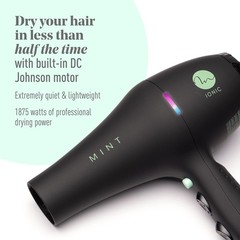Mint Professional Series Blackbird Infrared Ionic Hair Dryer Diffuser By Quiet