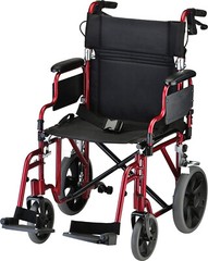 NOVA Lightweight Transport Chair, 300lbs Capacity, 12” Rear Wheels, OPEN BOX RED