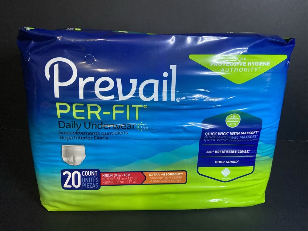 Prevail Per-Fit Adult Unisex Daily Underwear/Diapers – Medium – Pack of 20