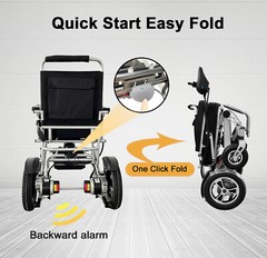 Silver Foldable Aluminum Electric Wheelchair Max300lbs Dual Motor24V12AH Battery