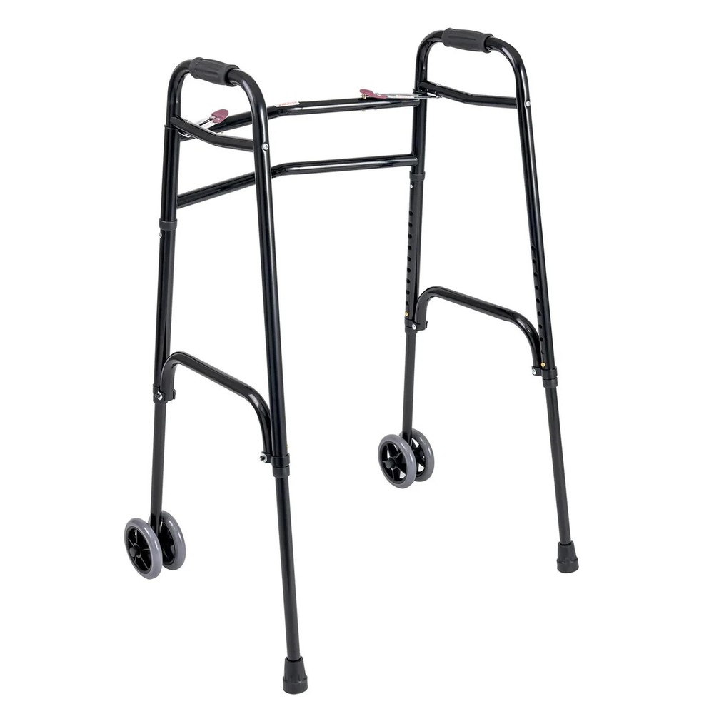 Dynarex Bariatric Heavy Duty Steel Walker 700 lb Folding Walker with Wheels.