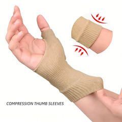 1 Pair Breathable Thumb-Wrist Compression Gloves with Gel Padded Wrist Support f