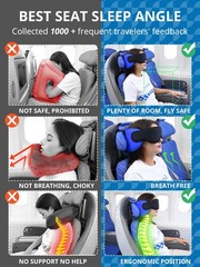 SARISUN Travel Pillows for Airplanes, Airplane Seats with Headrest, Black