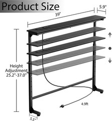39 inch Narrow Console Table with Outlet Adjustable Height(25″-37″) Behind Sofa
