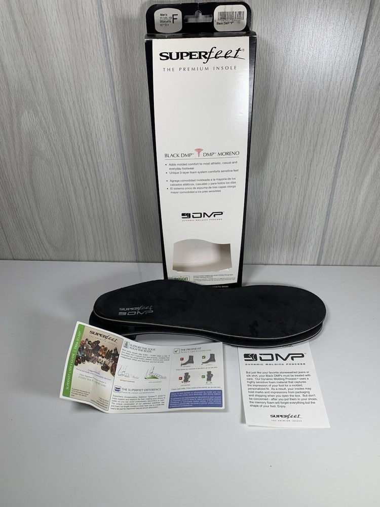 Superfeet Black Premium Insole Men’s 11-1/2 – 13 Women’s 12-1/2+ DMP MORENO