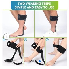 Adjustable Drop Foot Orthosis Brace, Polyethylene, Anatomical Design, Black