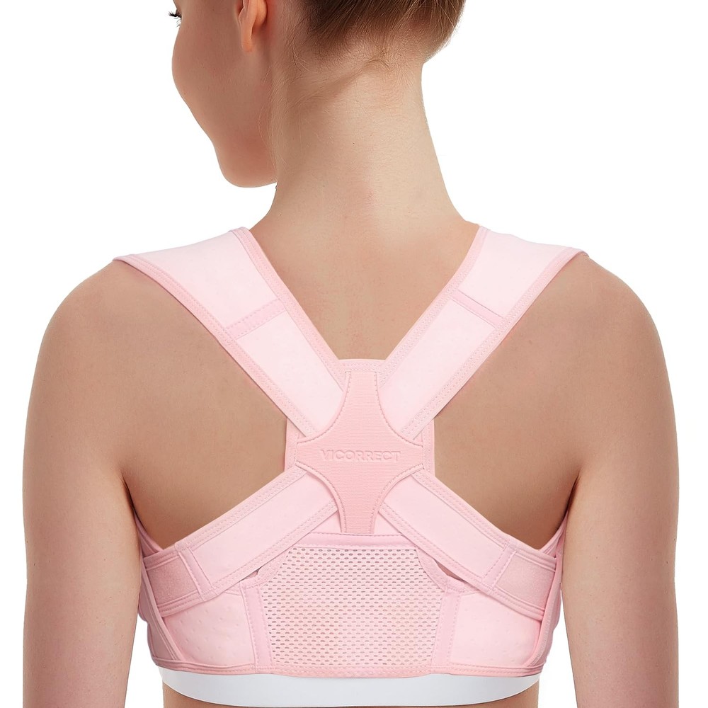 Vicorrect Posture Corrector for Women and Men: Adjustable Brace M/L, Pink