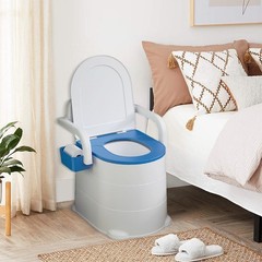 Portable Bedside Commode Toilet Elderly Disabled Commode Chair w/ Armrests 400kg