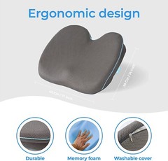 Klaudena Memory Foam Chair Cushion for Back Support, Sciatica Pain Relief
