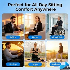 Gel Seat Cushion for Long Sitting, Ergonomic Cooling Pad, Non-Slip Cover-XXLarge