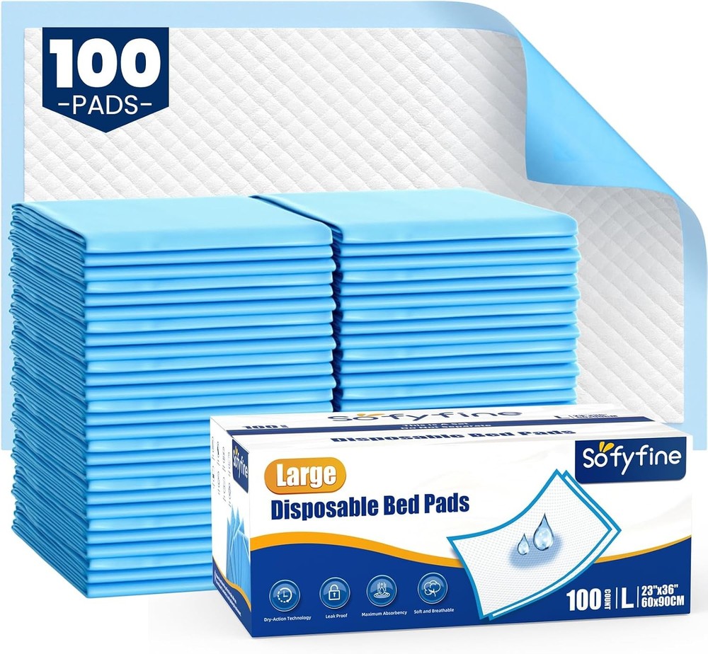 100 Count Leakproof Bed Pads 23×36 Disposable Baby Dog
