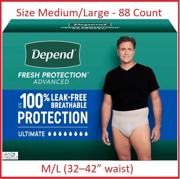 Depend Fresh Protection Advanced for Men (Med/Large) – 88 Count – Free Shipping!