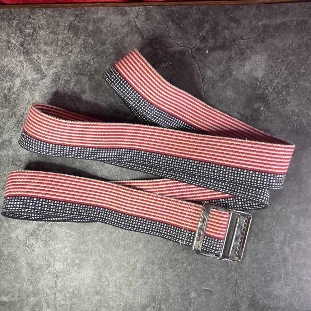 Red White & Blue Gait Belt 54″ USA Themed with Metal Buckle