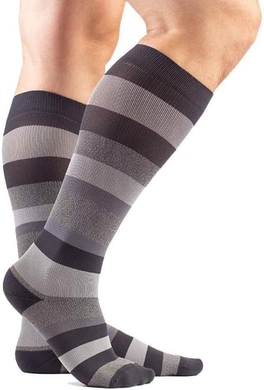 VenaCouture Mens 15-20mmHg, Bold Regency Stripe Pattern (Size: C) Graphite