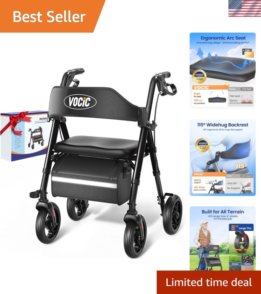 Walkers for Seniors, Z21 Rollator Walker with Seat Supports 350lb, 8″ Big Whe…