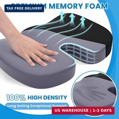 Memory Foam Seat Cushion w/Lumbar Support Pillow for Back & Sciatica Pain Relief