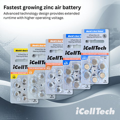 iCellTech Size 312 1.45V Hearing Aid Batteries (180 Pack) + Free Battery Buddy