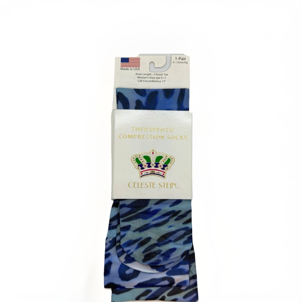 Celeste Stein Therapeutic Compressions Knee Length Women’s Socks Size 5-11 Blue