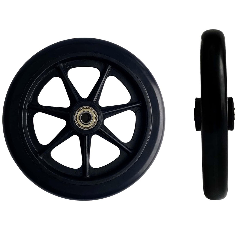 2Pcs 6 Inch Black Wheels for Walker – Universal Hard Rubber 6 Inches,