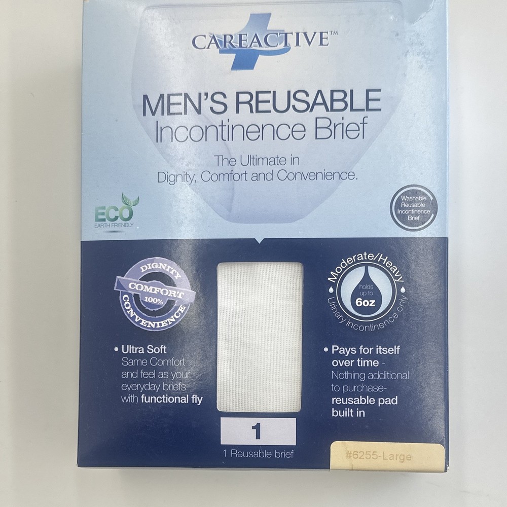 CareActive Men’s Incontinence Brief Large Moderate/Heavy 6 oz White Reusable