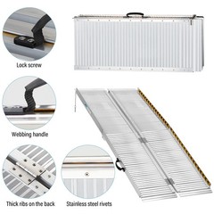 72″ Long Multi-Fold Wheelchair Aluminum Briefcase 6ft Ramp 600lbs Capacity
