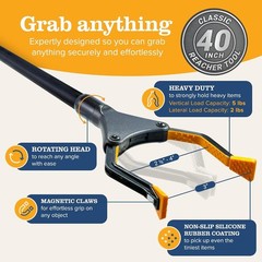 Heavy Duty 40-Inch Trash Picker with Rotating Jaw for Seniors & Disabled Users