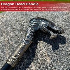 Majestic Chinese Dragon Walking Cane – Sturdy Metal Shaft – Overall 33.75″