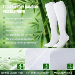 Bamboo Viscose Knee-High Compression Socks for Men & Women – 15-20mmHg Support