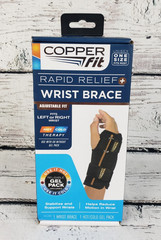 Copper Fit Rapid Relief Wrist Adjustable Brace Hot/Cold Therapy One Size