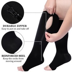 Plus Size Compression Socks for Open Toe 15-20mmHg Wide Calf Knee High Compre…