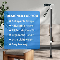 Adjustable Foldable Walking Cane for Seniors Lightweight Telescopic Hiking Stick