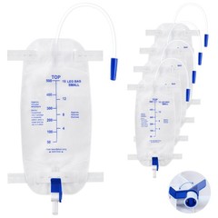 5 Pack 500ml Urinary Drainage Leg Bag with 12″ Tubing and Anti-Reflux Valve, 33.