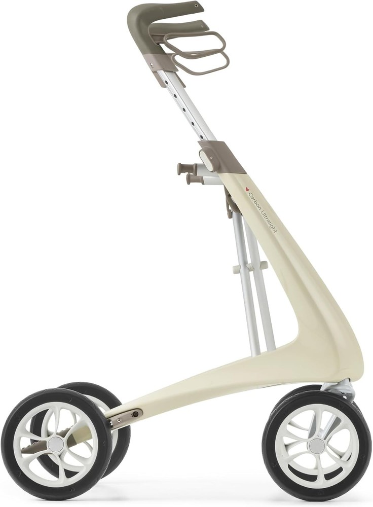 New ByACRE Carbon Ultralight Rollator Walker W Organizer Bag Regular Track White