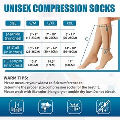 Zipper Compression Socks Men Women Stockings 20-30mmH Unisex Support Graduated.